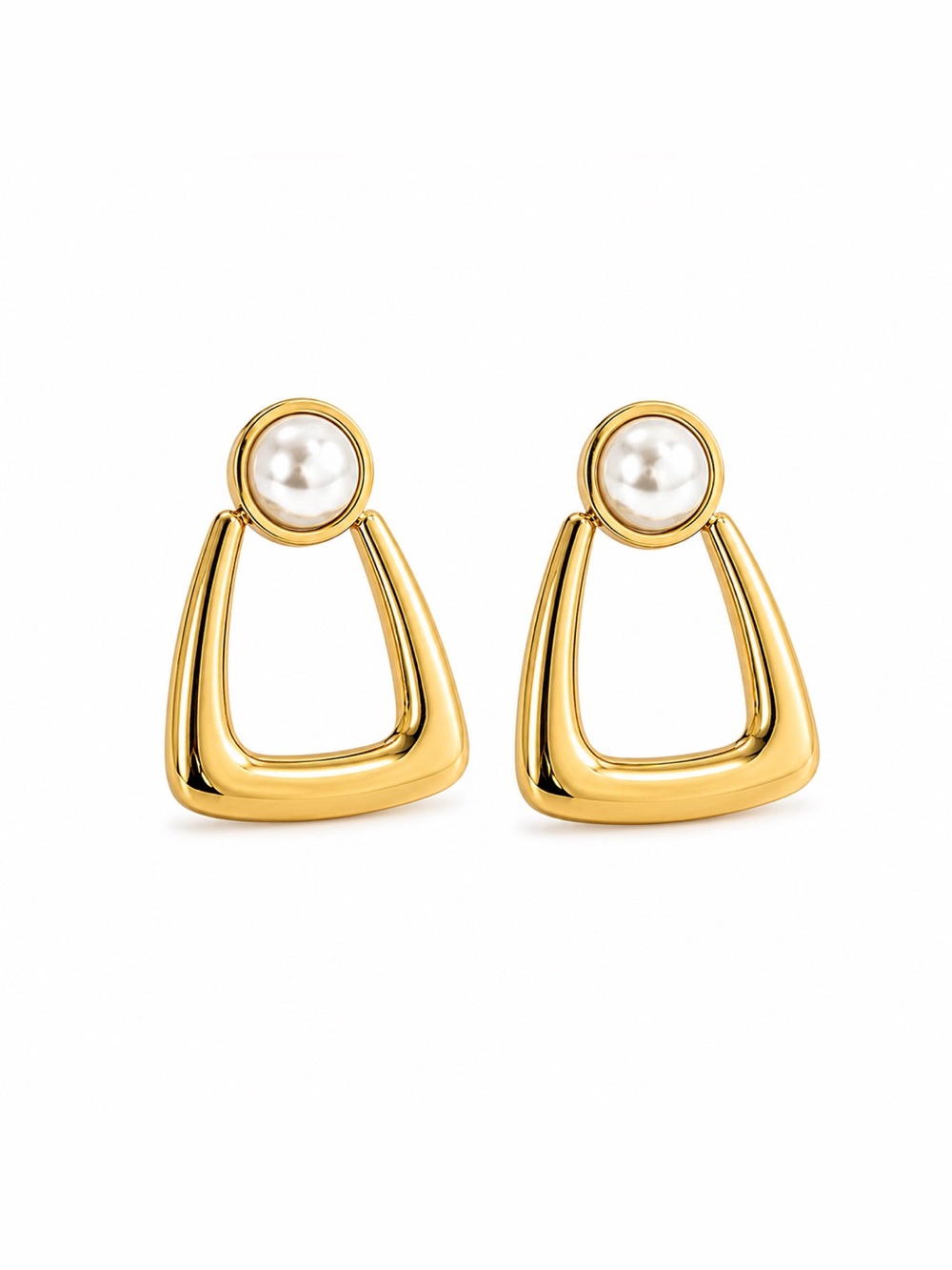 18K Gold Plated Geometric Pearl Earrings | 304 Stainless Steel | Modern Statemen